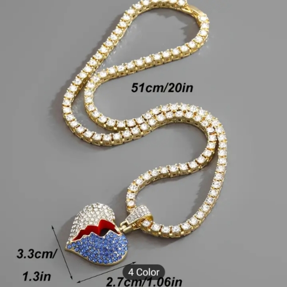 Iced out Broken heart pendant with  20 inch Tennis necklace - Picture 3 of 3